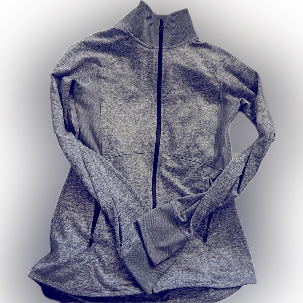 Grey mock neck zip up